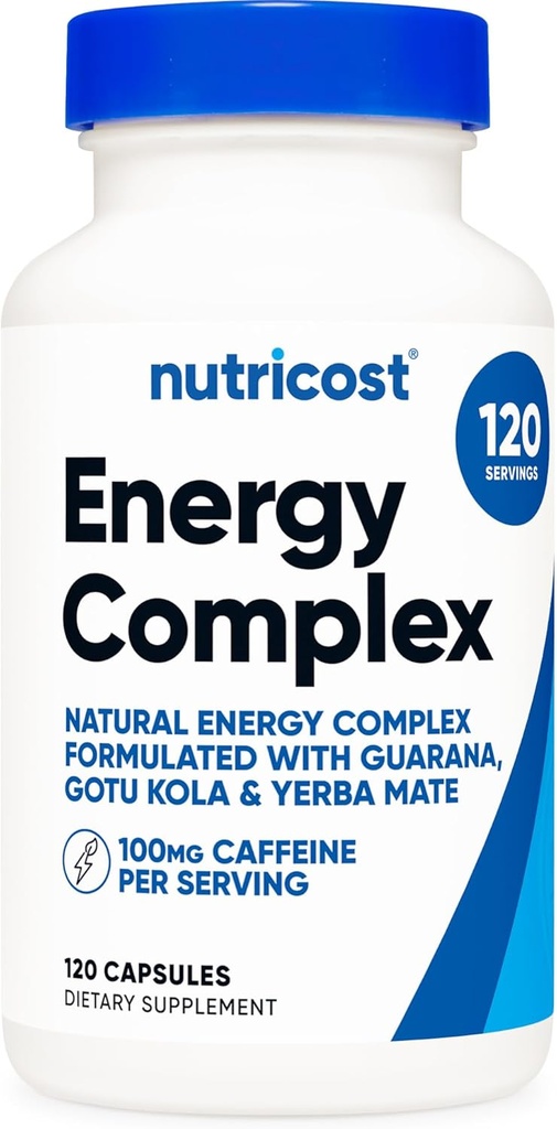 Nutricost Natural Energy Pills Complex 120 Capsules, 100mg Caffeine - Gluten Free - Non-GMO