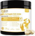 NATURE TARGET Dog Multivitamins for Overall Health with Minerals, Immune Support, Digestive Health, Joint, Hip, Skin & Coat Care with Probiotics, Glucosamine, Enzymes, 120 Freeze Dried Chews
