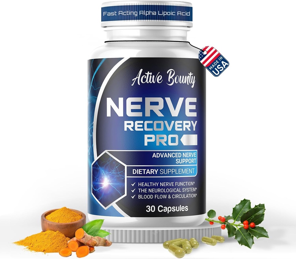 Nerve Recovery Pro – Nerve Support Supplement with Alpha Lipoic Acid, Turmeric & Acetyl-L-Carnitine – Supports Healthy Nerve Function, Circulation & Blood Flow – 30 Capsules - 1 Pack