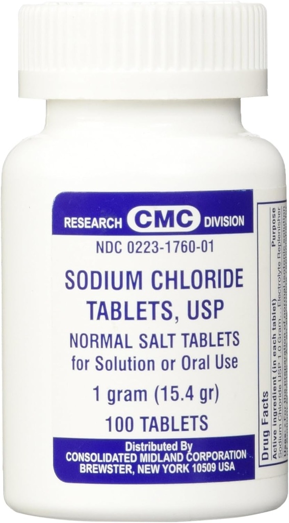 Sodium Chloride Tablets 1 Gm, USP Normal Salt Tablets - 100 Tablets