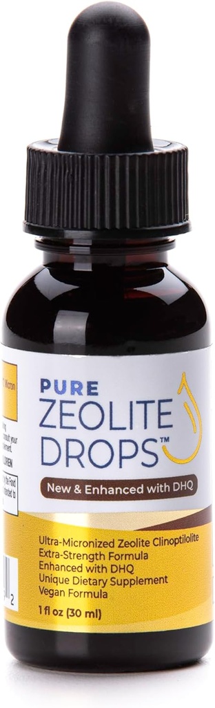 1 oz Bottle Fulvic and Humic Acid Immune Gut Support Easy to Take 100% Bioavailable Pure Liquid Zeolite Suspension Enhanced with DHQ, Natural Immune System Modulator