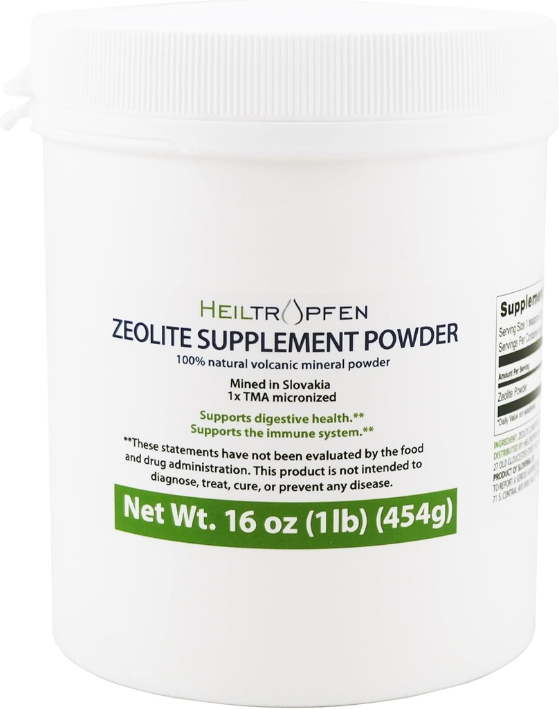 Heiltropfen Zeolite Powder | Dietary Supplement 1 Pound - 454 g | Detox | Clinoptilolite 94+-3% | Activated | Natural Mineral Dust | Ultra FINE Less-Than 2 µm