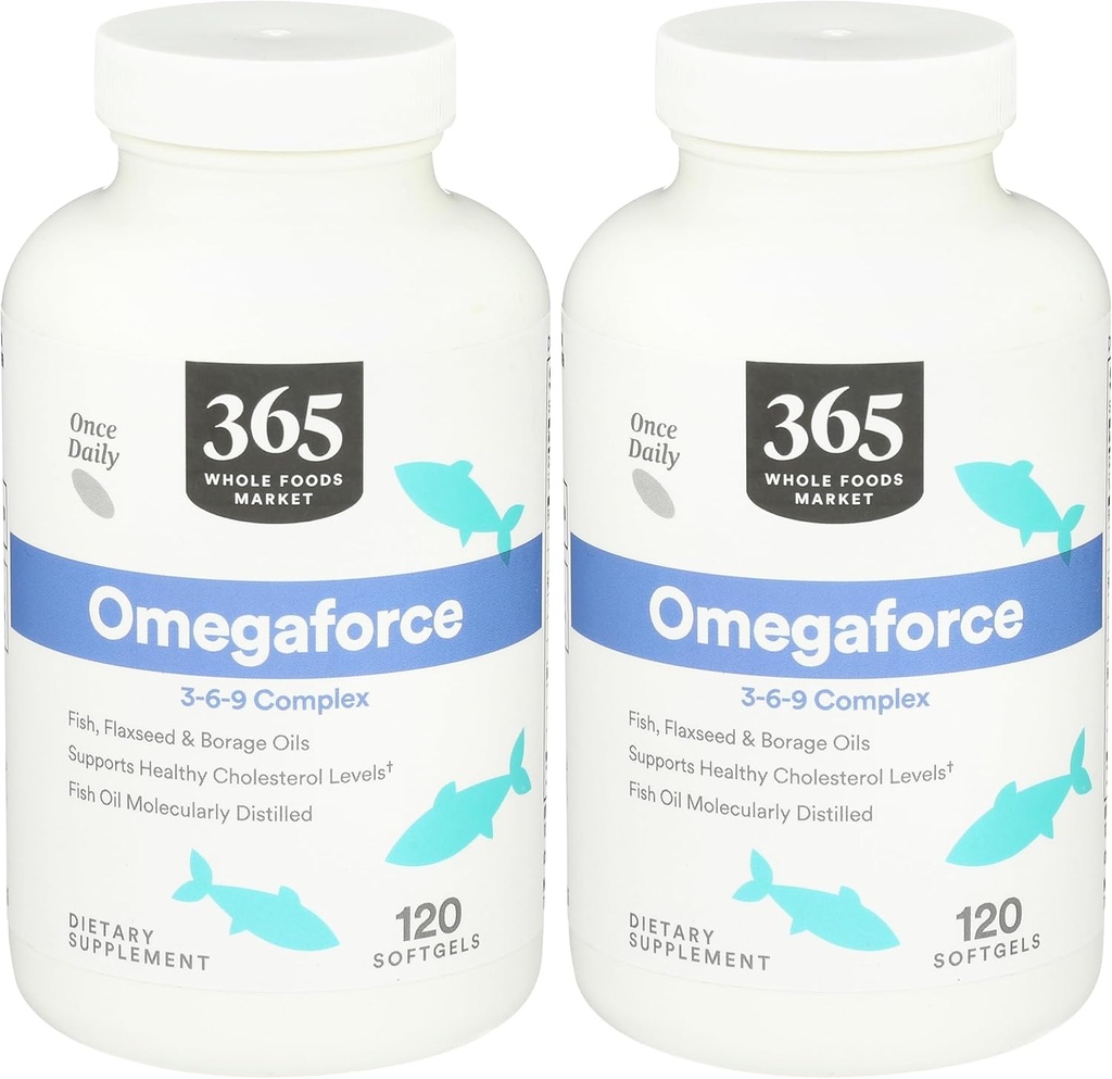 365 by Whole Foods Market, Omegaforce 3 6 9 Complex, 120 Softgels (Pack of 2)