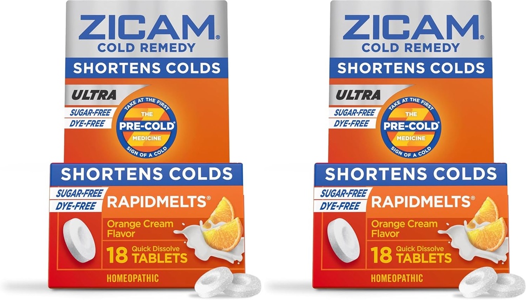 Zicam Cold Remedy Zinc Rapidmelts | Orange Cream Flavor | Shortens Cold Duration | Sugar-Free | Homeopathic