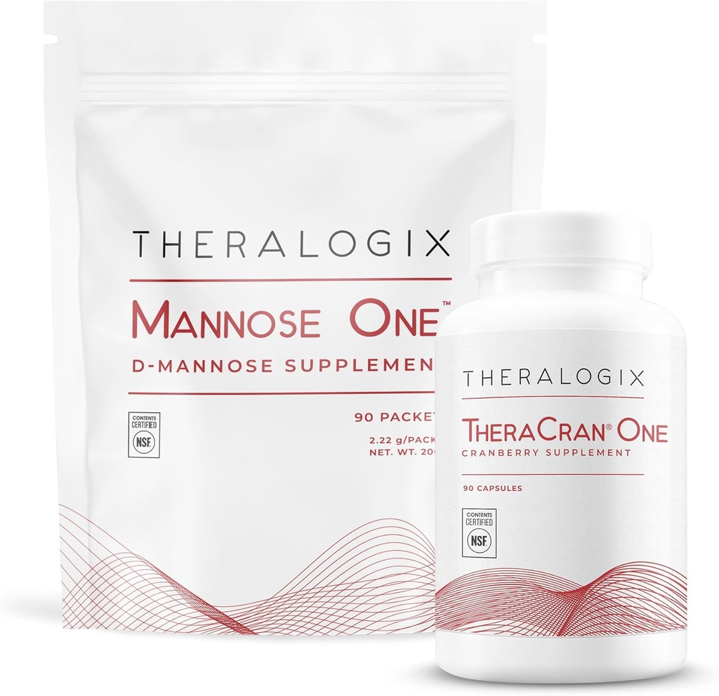 Theralogix TheraCran One + Mannose One Bundle, 90 Count & 7.05 Ounce (Pack of 2)