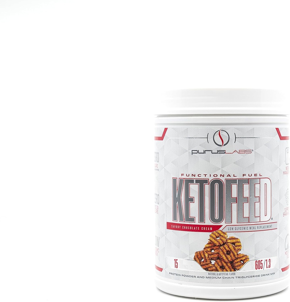 Purus Labs KetoFeed Protein | Keto Low Glycemic Protein Meal Replacement | Low Carb, 0 Sugars | Added MCTs | 20g Whey Protein (Savory Chocolate Cream)