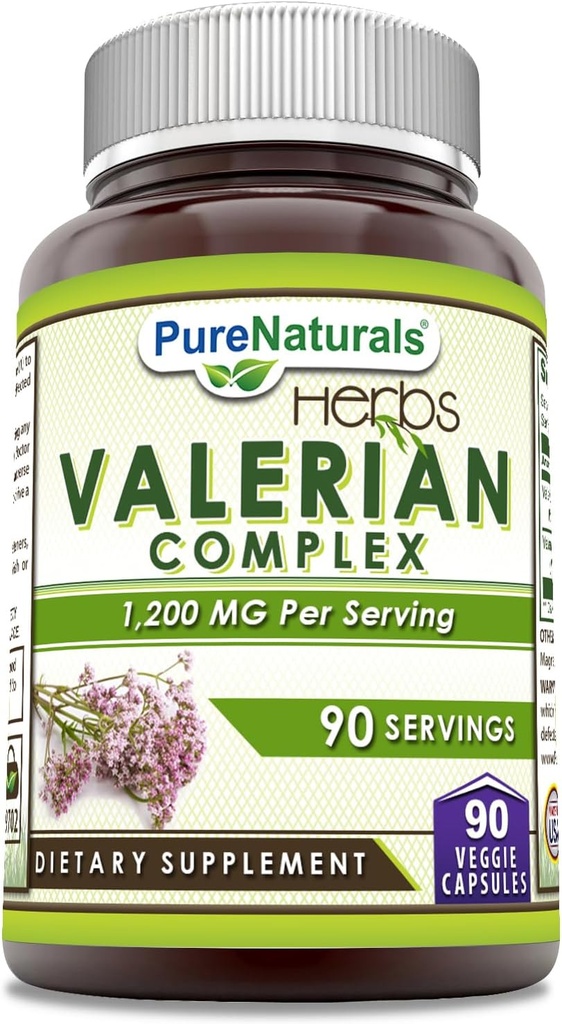 Pure Naturals Valerian Complex Supplement | 1200 Mg | 90 Veggie Capsules | Non-GMO | Gluten Free | Made in USA