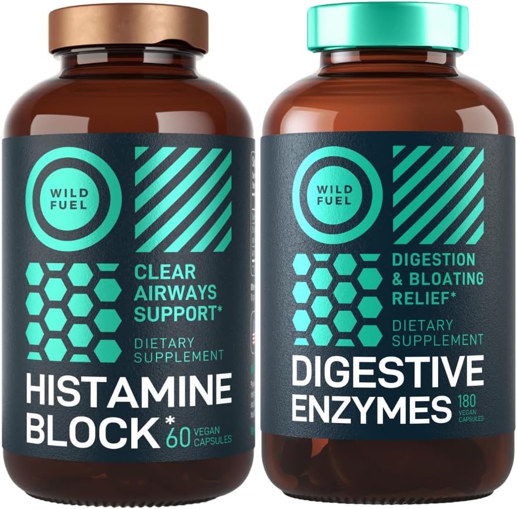 WILD FUEL Histamine Block Supplements and Digestive Enzymes Digestive Health Bundle