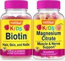 WellYeah Biotin Kids + Magnesium Citrate Kids, Gummies Bundle - Great Tasting, Vitamin Supplement, Gluten Free, GMO Free, Chewable Gummy
