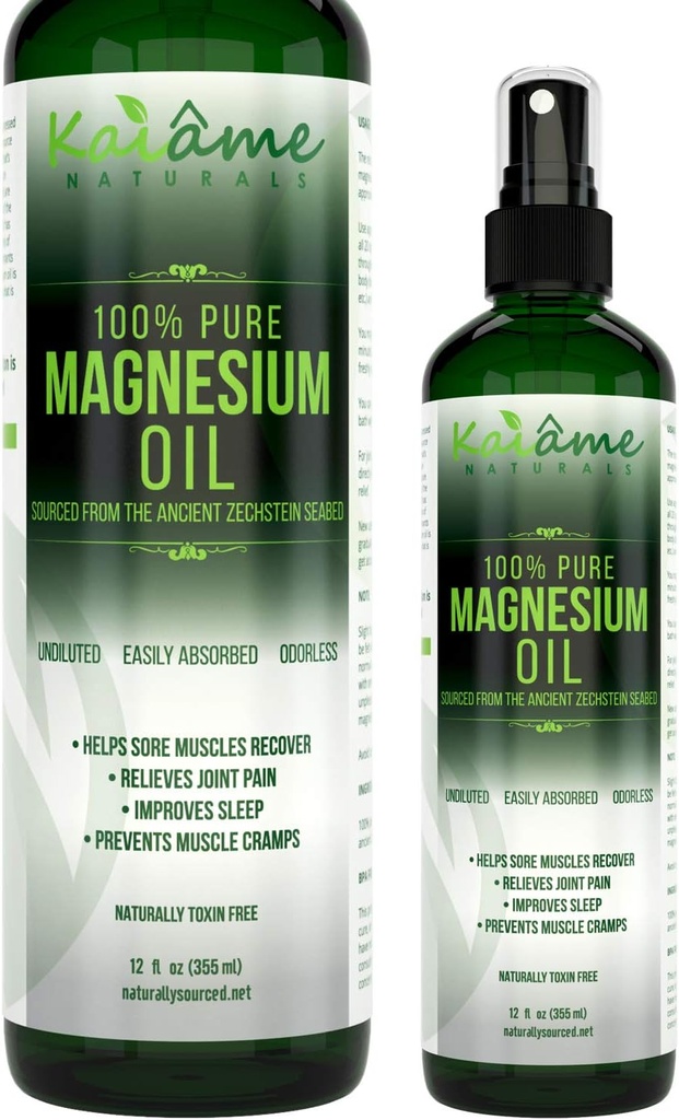 Magnesium Oil Spray, Large 12 oz, Undiluted, Pure and Organic, Sourced from Ancient Zechstein Seabed