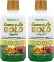 NaturesPlus Source of Life Gold Multivitamin Liquid - 30 fl oz - Includes Vitamins D3, B12, K2 & Over 120 Whole Food Nutrients - 60 Total Servings - Pack of 2