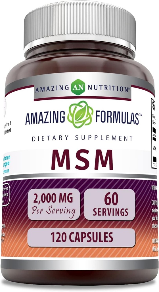 Amazing Formulas MSM (Methylsulfonylmethane) Supplement | 2000 Mg Per Serving | Capsules | Non-GMO | Gluten Free | Made in USA (120 Count | Pack of 1)