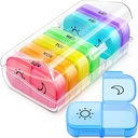 FEATY Weekly Pill Organizer 2 Times a Day with Same-Side Large Opening for Easy Filling & Retrieving, Color Tracking 7 Day AM PM Pill Box with Large BPA Free Pill Case for Vitamins, Fish Oils (Clear)