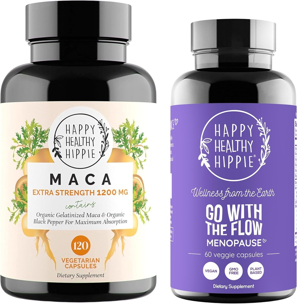 Happy Healthy Hippie Go with The Flow Menopause Support & Organic Maca Capsules