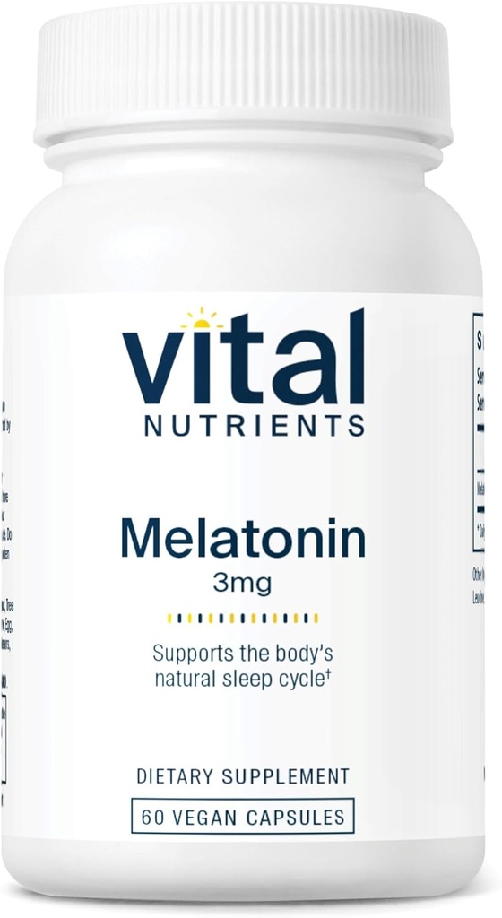 Vital Nutrients Melatonin 3mg | Vegan | Low-Dose Melatonin | Sleep Supplement to Support The Body's Natural Sleep Cycle* | Gluten, Dairy, Soy Free | 60 Capsules