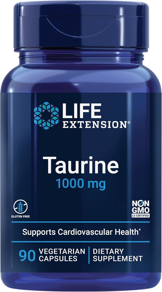 Life Extension Creatine Capsules and Taurine Supplement Bundle - 120 Creatine Capsules Promoting Strength and 1000mg Taurine for Heart Health