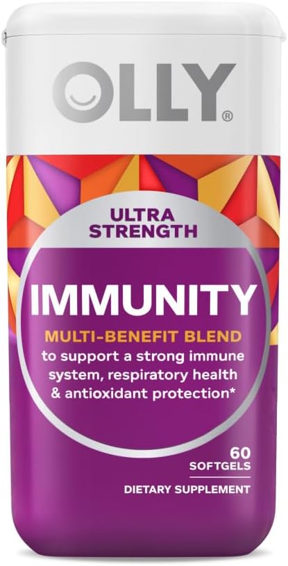 OLLY Ultra Strength Immunity Softgels, Immune and Respiratory Support, Zinc, Vitamin C + D, Supplement, 30 Day Supply - 60 Count