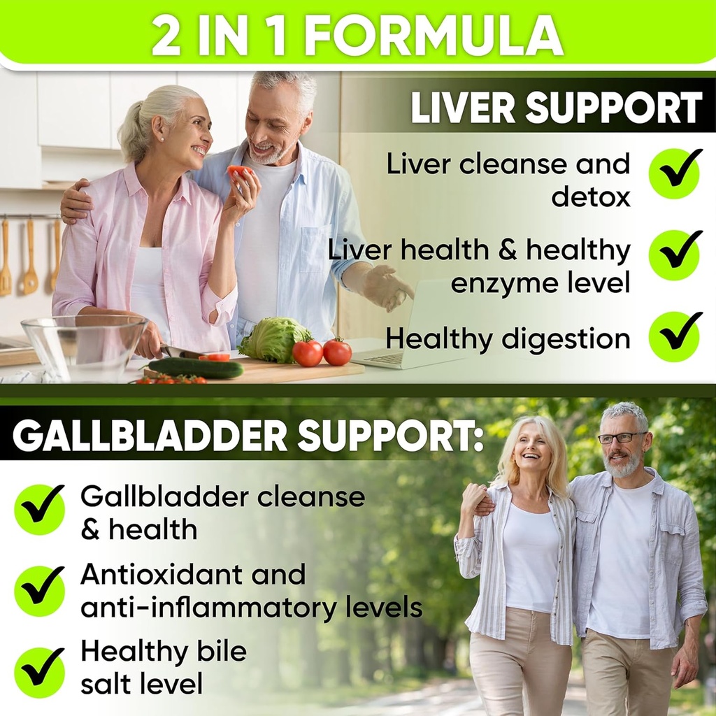 Liver Health Formula and Gallbladder Support-Liver Cleanse Detox & Repair to Support Liver Renew with Artichoke Extract, Milk Thistle, Dandelion Leaf. Liver Detox Supplements for Liver Support.