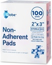 Globe Sterile Non-Adherent Pads, (100-Pack), 2” x 3” Non-Adhesive Wound Dressing. Highly Absorbent & Non-Stick, Painless Removal-Switch. Individually Wrapped for Extra Protection (2 x 3)