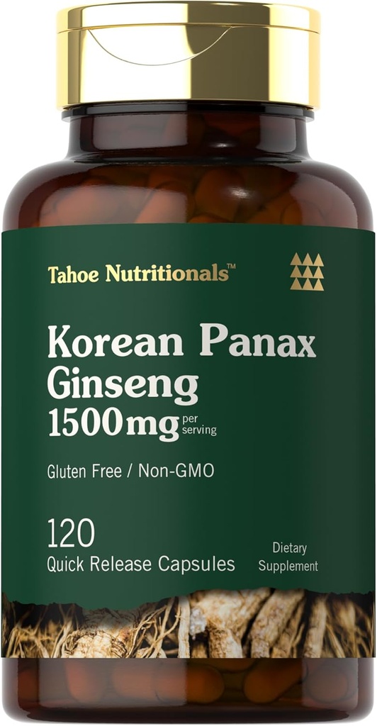 Carlyle Korean Panax Ginseng | 1500mg | 120 Capsules | Non-GMO and Gluten Free Supplement | Tahoe Nutritionals