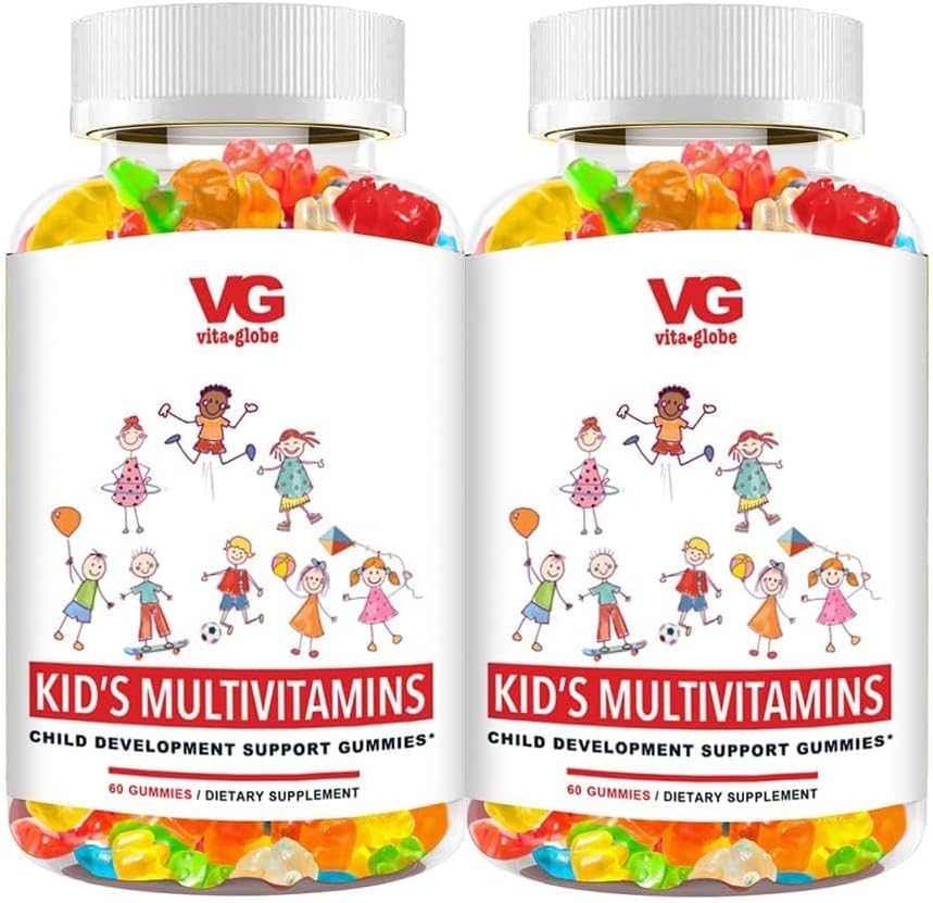 VITA GLOBE Kids Complete Multivitamin Gummies – with Vitamins A, C, D, E, B6 & B12 | Daily Immune, Growth & Wellness Support | Great-Tasting Chewable Supplement for Children – 120 Count (Pack of 2)
