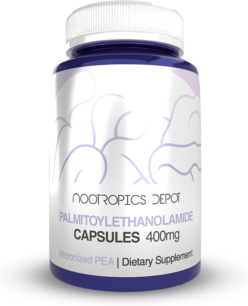 Nootropics Depot Palmitoylethanolamide Capsules | Pea | 400mg Pills | 180 Count | Provides Discomfort Support | Promotes Healthy Joint Function