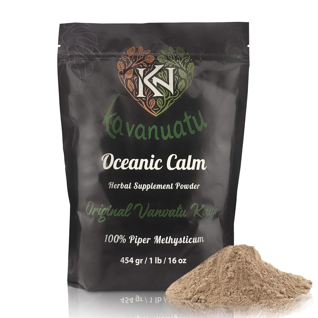KAVANUATU Kava Root Powder - 100% Piper Methysticum, Organic, Vegan, Non-GMO Herbal Noble Kava Powder - High Kavalactone Content - Natural Kava Tea Drink for Island-Style Relaxation, 454gr/16oz