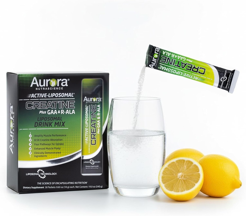 Vida Lifescience Aurora Nutrascience Active Liposomal®, Creatine Plus GAA & R-ALA, 30 Packets, 0.63 oz (18 g) Each