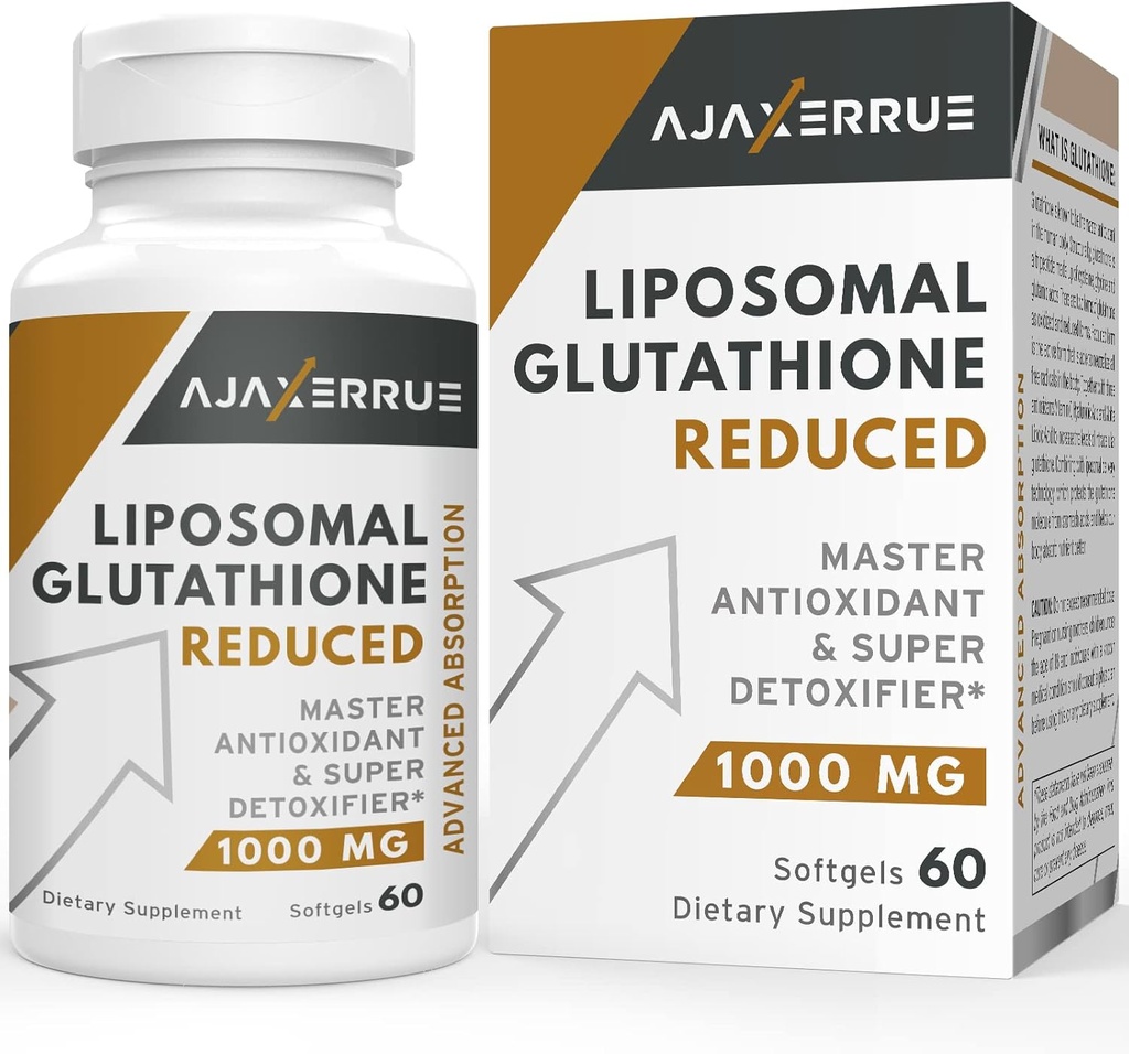 1400 mg Liposomal Glutathione, Superior Absorption Complex Reduced Glutathione Supplement with Vitamin C, Hyaluronic Acid, Master Antioxidant for Liver Detox, Brain, Skin