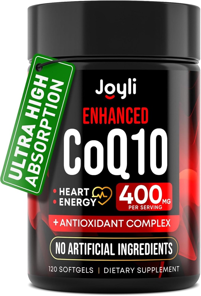 CoQ10 400mg Softgels - High Absorption Co Q10, 400mg Softgels for Heart Health & Energy Production - Enhanced Co Q 10 Supplement with Antioxidants and Flaxseed Oil - CoQ10 400 mg per Serving