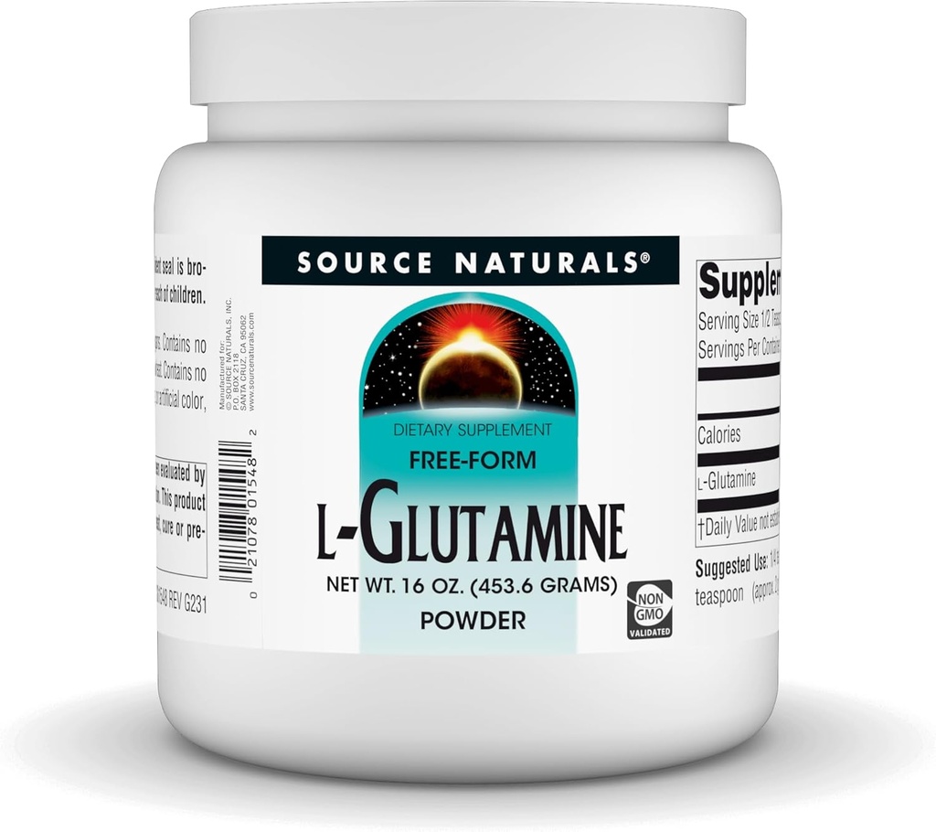 Source Naturals L-Glutamine, Free Form Amino Acid That Supports Metabolic Energy* - 16 oz Powder