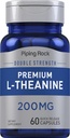 Piping Rock L-Theanine 200mg Supplement | 60 Capsules | Double Strength | Non-GMO, Gluten Free