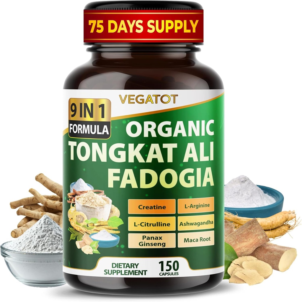 VEGATOT Fadogia Agrestis Tongkat Ali Ultra Herbal Supplement **USA Made and Tested** Potency Boosted with Creatine, L-Citrulline, L-Arginine - Promote Energy & Performance