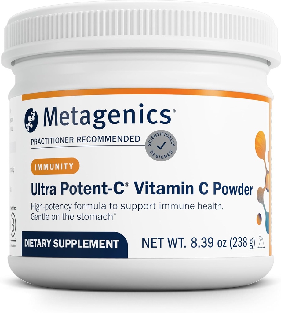 Metagenics Ultra Potent‑C Vitamin C Powder - Immune Support Supplements* - Gentle on Stomach - with Bioflavonoids, L‑Glutathione & L‑Lysine - Non‑GMO, Gluten‑Free - 8.39 oz
