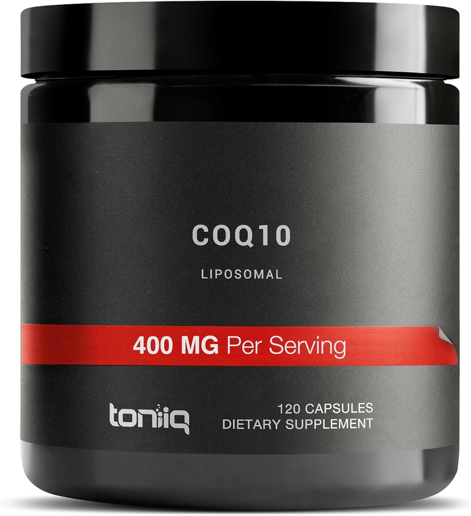 Toniiq CoQ10 400mg Extra Strength - Ultra High Purity - Liposomal for Superior Absorption - 98% Purified - Third-Party Tested, 120 Veggie Capsules