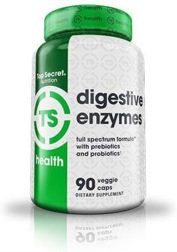Top Secret Nutrition Digestive Enzymes | Full Spectrum Prebiotics & Probiotics | 10 Enzymes | for Gut Health, Bloating & Nutrient Absorption | 90 Capsules
