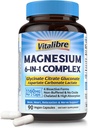 Magnesium Complex Supplement 6 in 1, 1160mg Chelated Magnesium for Max Absorption, Help with Better Sleep, Relaxation & Nerve Calm, 90 Vegan Capsules, Non GMO & Gluten Free