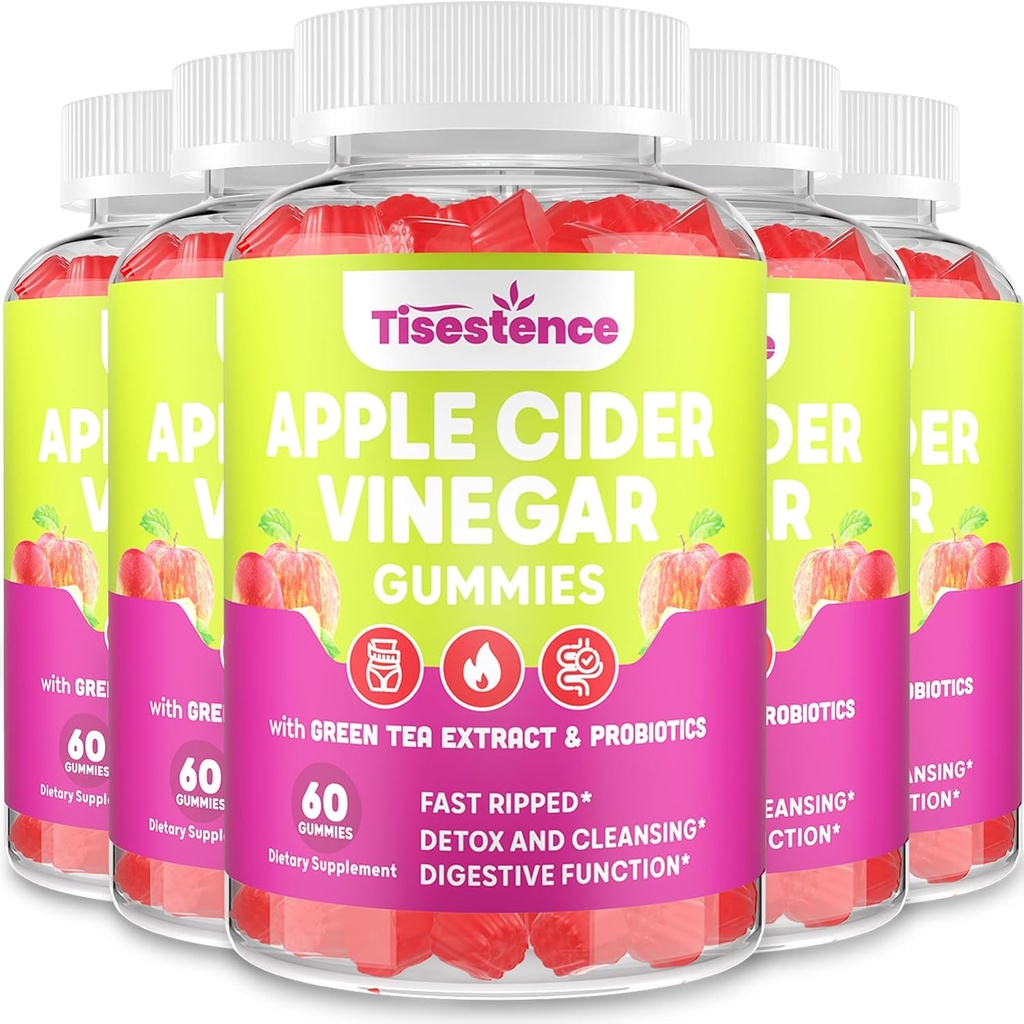 Mother Apple Cider Vinegar Gummies, Keto ACV Gummies 2000MG - Cleanse & Detox Diet, Max Strength ACV Gummies with Green Tea, Raspberry, B12 and Probiotics for Metabolism & Digestive Health, Packs of 5