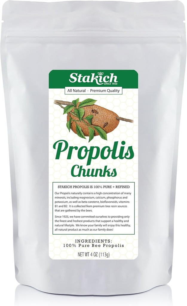 Stakich Bee Propolis Chunks - Pure, Natural - 4 Ounce