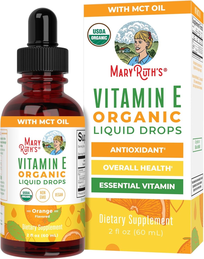 MaryRuth Organics USDA Vitamin E Liquid Drops 2 Month Supply | Bone and Joint Health | Cognitive Health for Adults and Kids | Sugar Free, Vegan, Non-GMO, Gluten Free | 2 Ounces