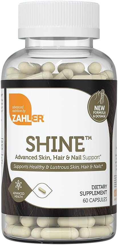Zahler Shine Hair Skin and Nails Vitamins for Women & Men - Multivitamin for Hair Growth, Stronger Nails and Skin Health - Kosher Supplement with Biotin, Keratin & Hyaluronic Acid (60 Capsules)