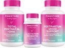 Pink Stork New Mom Necessities Bundle: Postnatal Vitamin with DHA and Folic Acid, Lactation Probiotic for Breast Milk Supply + Immune Support, Postpartum Mood + Hormone Support, Postpartum Essentials