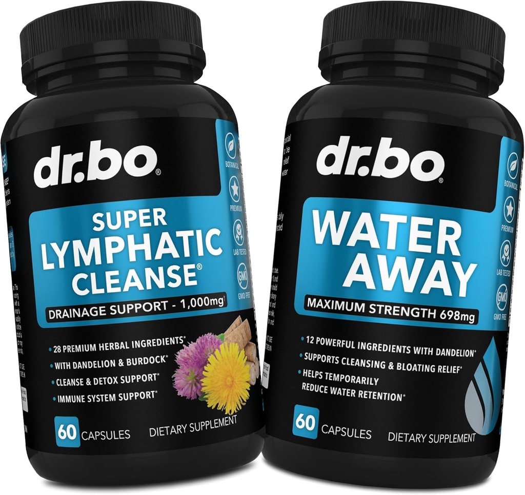 Lymphatic Drainage Supplements Pills & Water Away - Lymphatic Support Total Herbal Cleanse Products & Natural Water Pills Diuretics for Retention - Lymph Node Detox Cleanse System Drainage