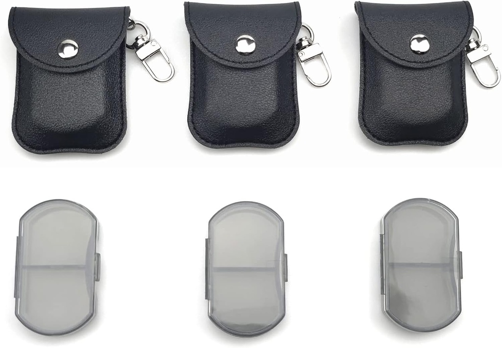 VOFOON 3 Pack Small Pill Organizer, Travel Pill Box for Purse, Keychain Pill Holder, Pocket Pill Container, 2 Times a Day Daily Portable Medicine Vitamin Case, Fish Oil Box, Supplement Box