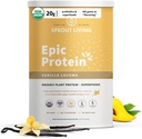Sprout Living Epic Protein, Plant Based Protein & Superfoods Powder, Vanilla Lucuma Powder | 20 Grams Organic Protein Powder, Vegan, Non Dairy, Non-GMO, Gluten Free, Low Sugar (2 Pound, 24 Servings)