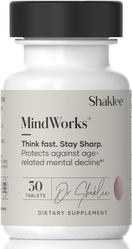 Shaklee MindWorks® - Brain Health Supplement for Brain Sharpness & Focus - Supported Nutrients & Extracts - Chardonnay Grape Seed Polyphenols, Guarana Extract, Vitamins B6, B12, Folate - 30 Tablets