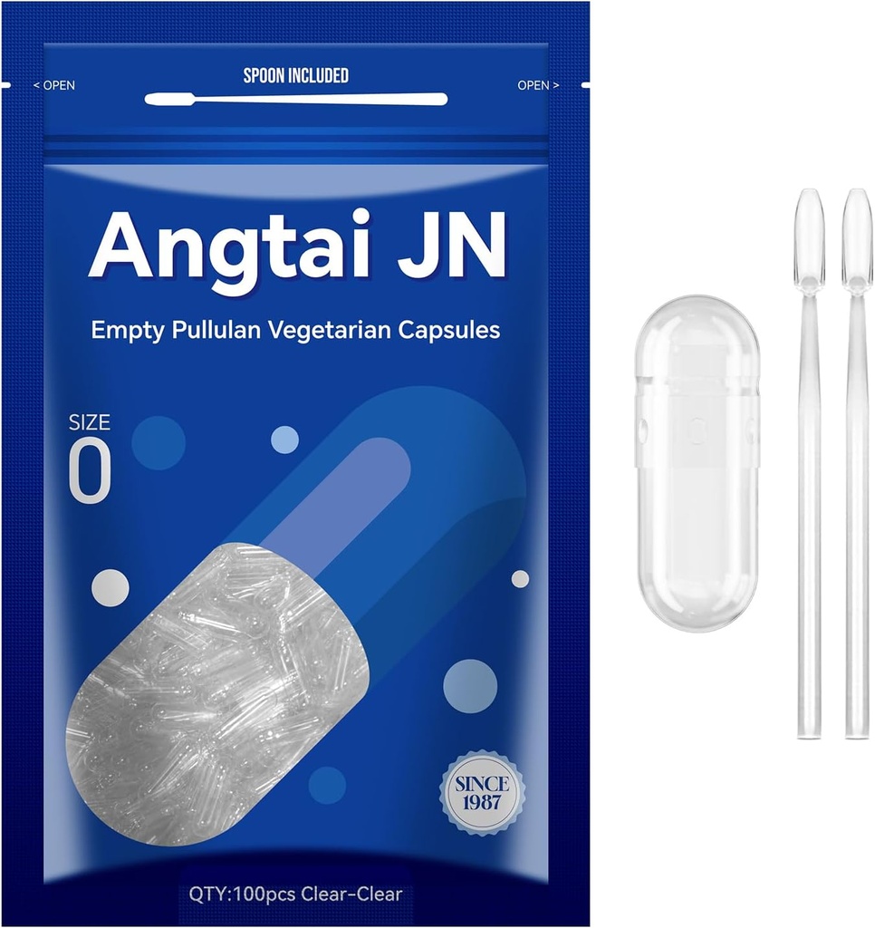 Empty Capsules Size 0 - Clear Fillable Vegetarian Capsules(100 Count) Size 0 Empty Pullulan Capsules with Two Micro Lab Spoons,- Veggie Capsules Empty Caps for DIY Your Own Supplements