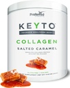 Keto Collagen Protein Powder with MCT Oil – Keto and Paleo Friendly Pure Grass Fed Pasture Raised Hydrolyzed Collagen Peptides KEYTO Salted Caramel Flavor