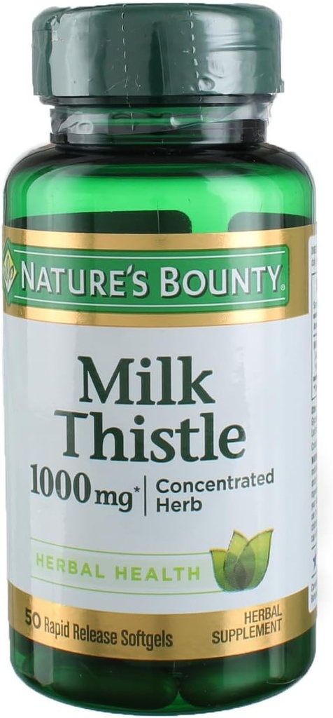 Nature's Bounty Milk Thistle 1000mg Herbal Supplement Softgels - 50 CT