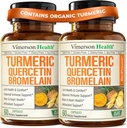 Quercetin with Bromelain Turmeric Curcumin Supplement – Allergy Relief, Joint & Immune Support – Organic Turmeric Supplement with Black Pepper (Bioperine) – Quercetin 500mg Capsules 2 Pack